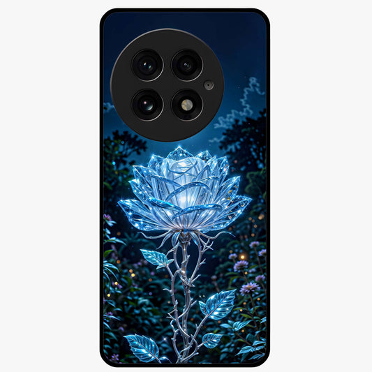 Crystal Moon Lotus Glass Case for 1+13 serene front view featuring glowing lotus artwork under crystal moonlight