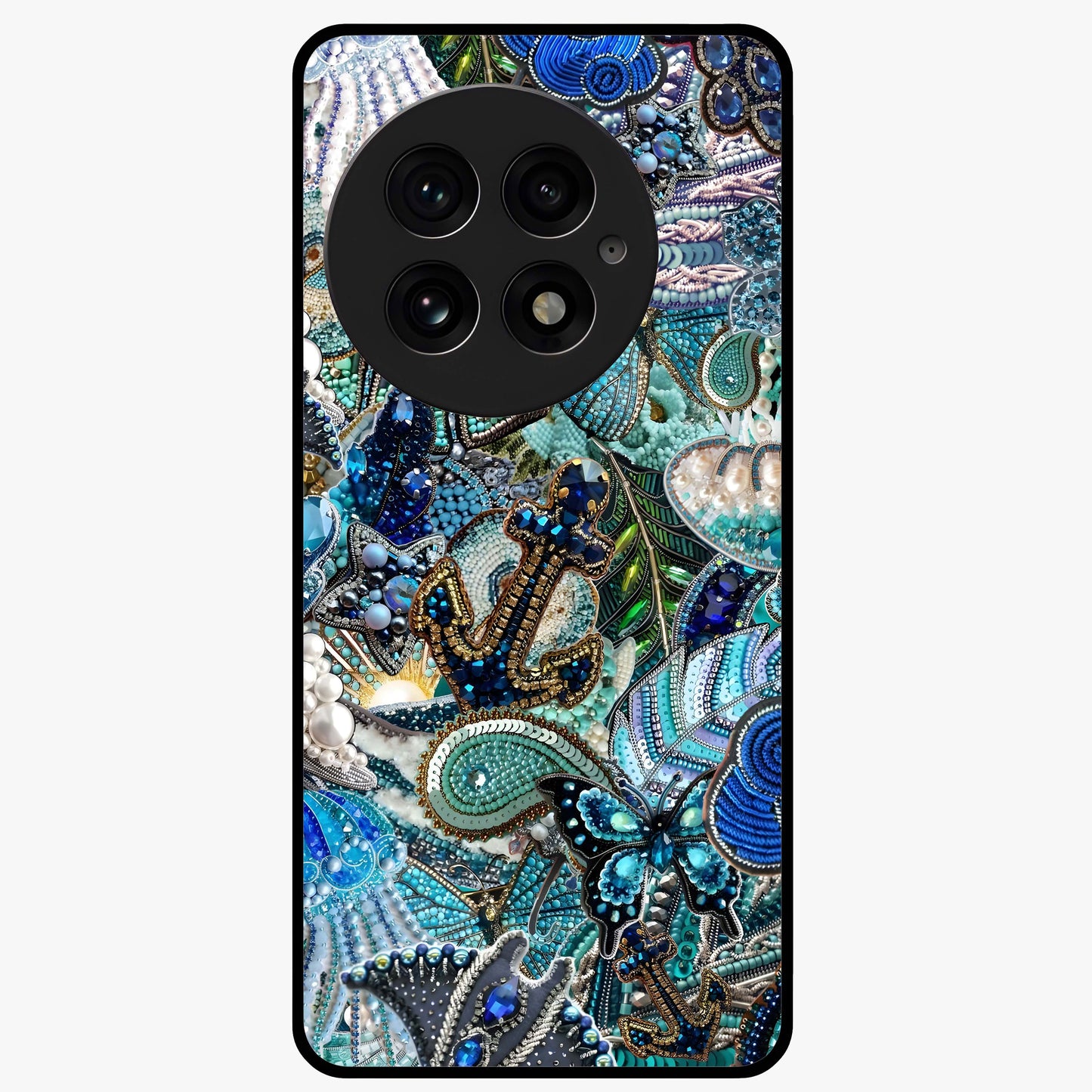 Crystal Ocean Magic Glass Case for 1+13 vibrant front view featuring sparkling ocean inspired artwork