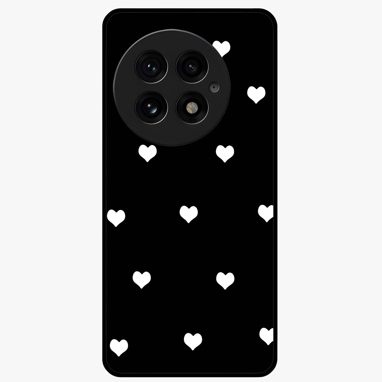Cute Simple White Hearts Glass Case for 1+13 powerful front view featuring dark ascension themed artwork