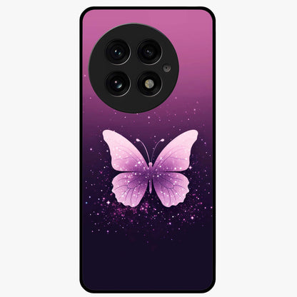Cute Starry Butterfly Glass Case for 1+13 dreamy front view featuring butterfly artwork with sparkling star accents