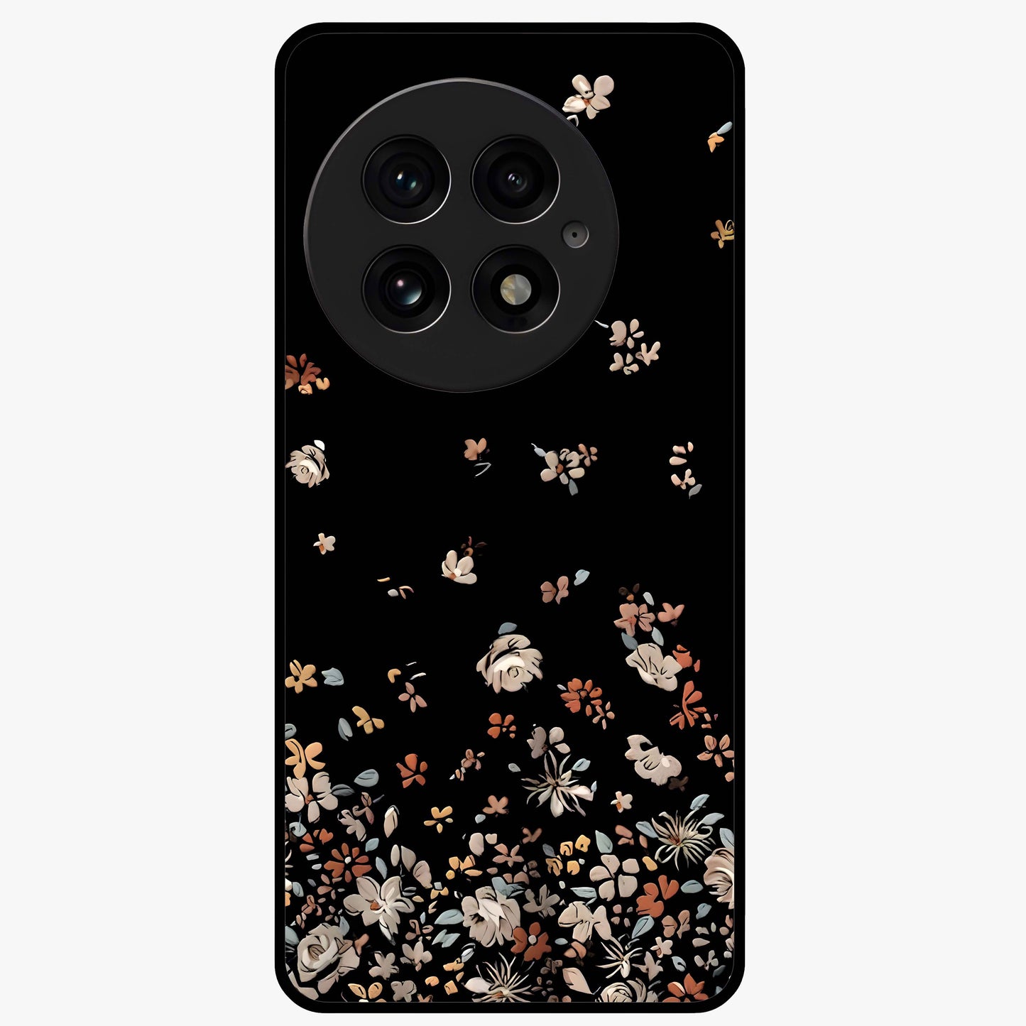 Dark Petal Aesthetic Glass Case for 1+13 elegant front view featuring moody floral artwork with deep tones