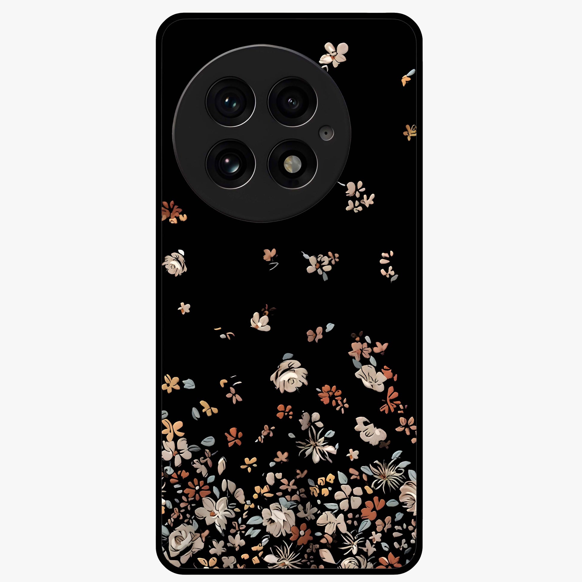 Dark Petal Aesthetic Glass Case for 1+13 elegant front view featuring moody floral artwork with deep tones