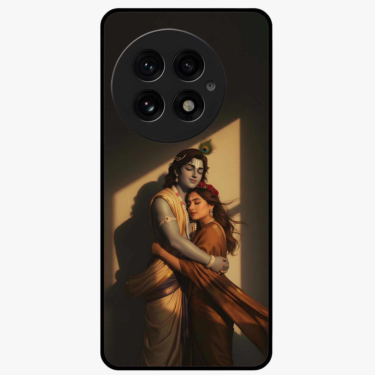 Divine Eternal Love Glass Case for 1+13 elegant front view featuring romantic spiritual artwork in soft tones