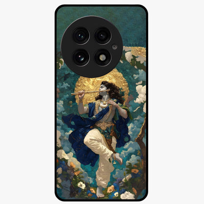 Divine Krishna Art Glass Case for 1+13 devotional front view featuring detailed Krishna artwork