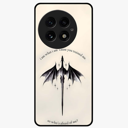 Dragon Quote Art Glass Case for 1+13 bold front view featuring dragon illustration with motivational quote artwork