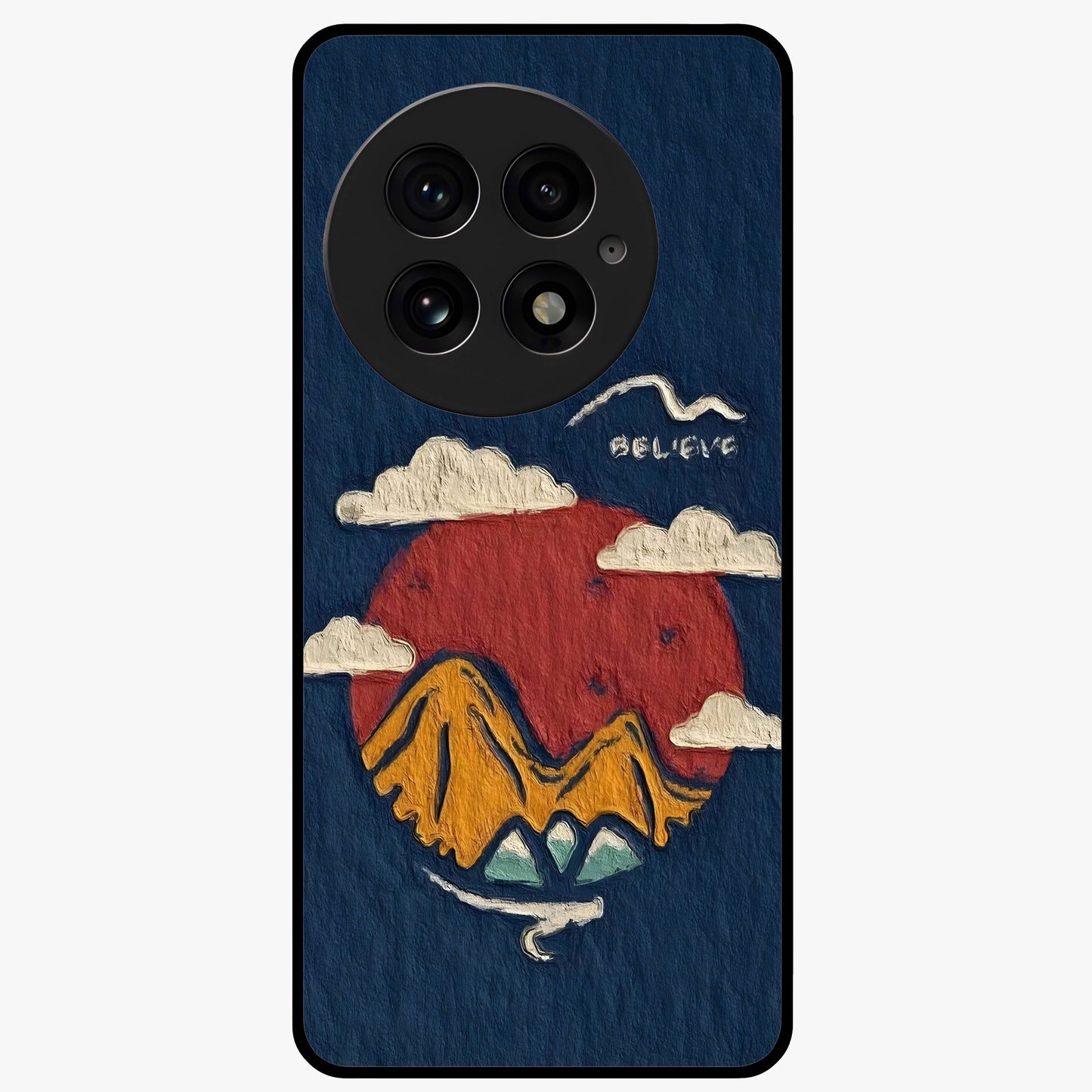 Dream Beyond Mountains Glass Case for 1+13 scenic front view featuring inspirational mountain landscape artwork