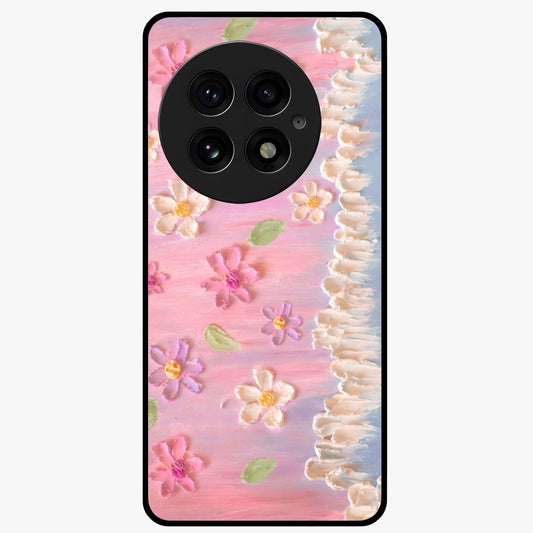 Dreamy Painted Garden Glass Case for 1+13 artistic front view featuring hand painted floral garden artwork