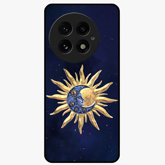 Eternal Cosmic Balance Glass Case for 1+13 artistic front view featuring symmetrical cosmic artwork