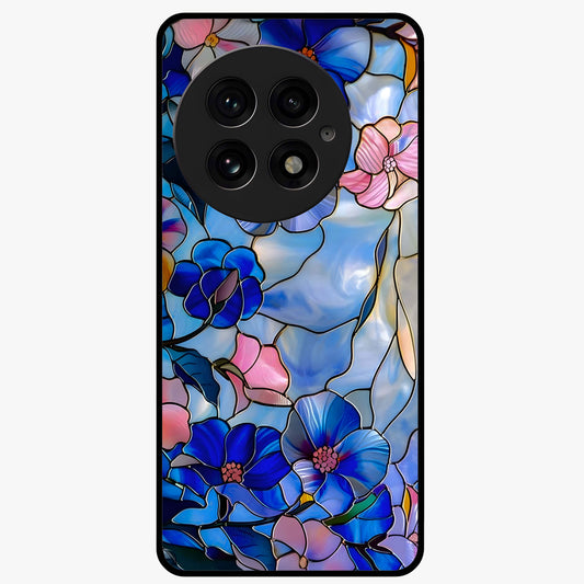 Eternal Floral Stained Glass Case for 1+13 elegant front view featuring stained glass inspired floral artwork