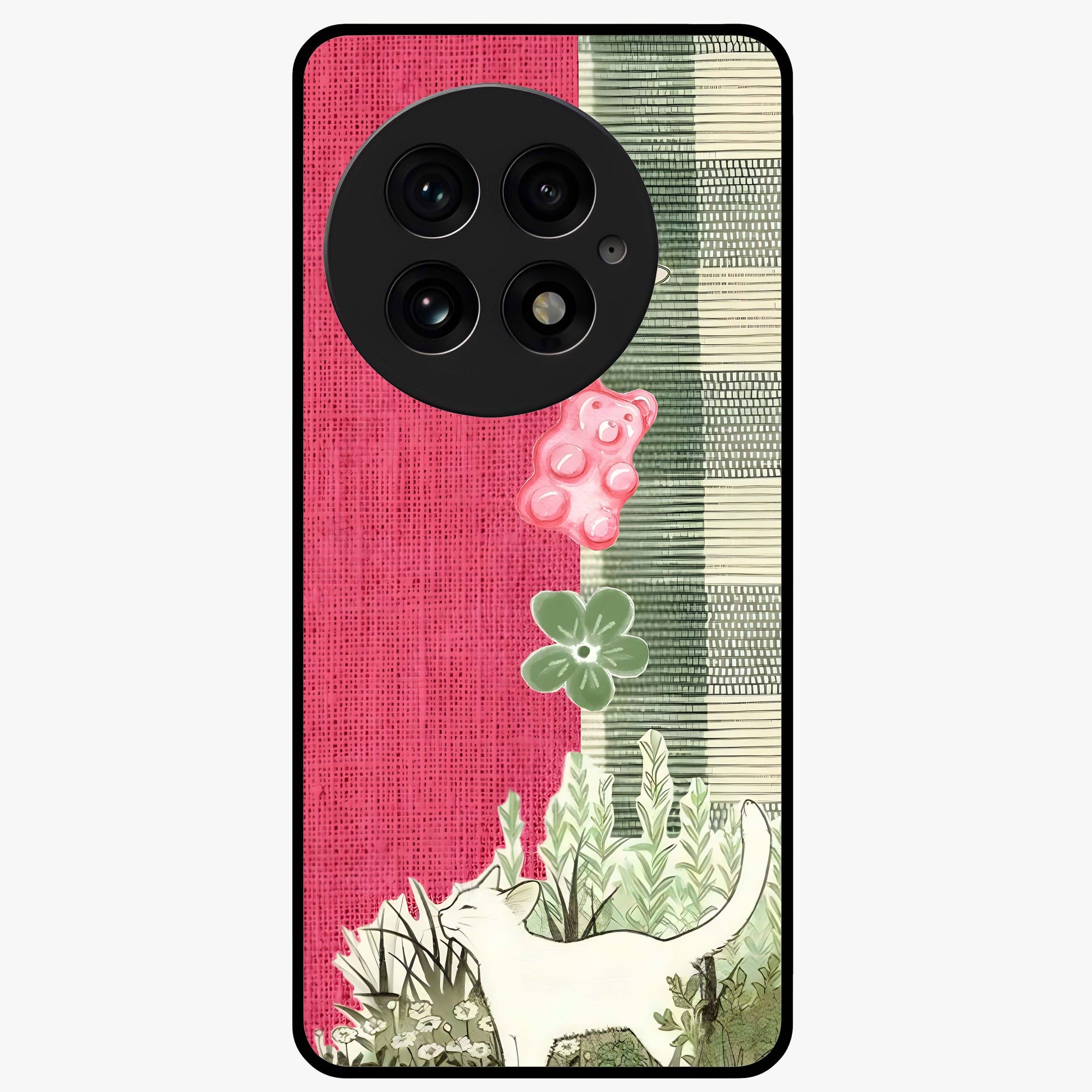 Fabric Patterns Glass Case for 1+13 stylish front view featuring textile inspired pattern artwork
