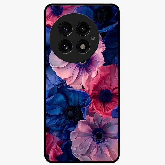Flower Paper Art Pattern Glass Case for 1+13 creative front view featuring layered paper style floral artwork
