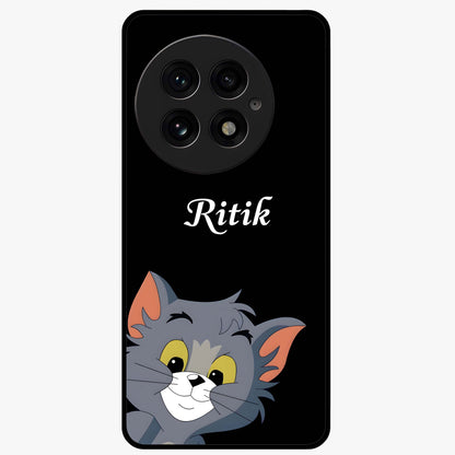 Forever Chasing Love Tom Glass Case for 1+13 charming front view featuring animated love themed character artwork