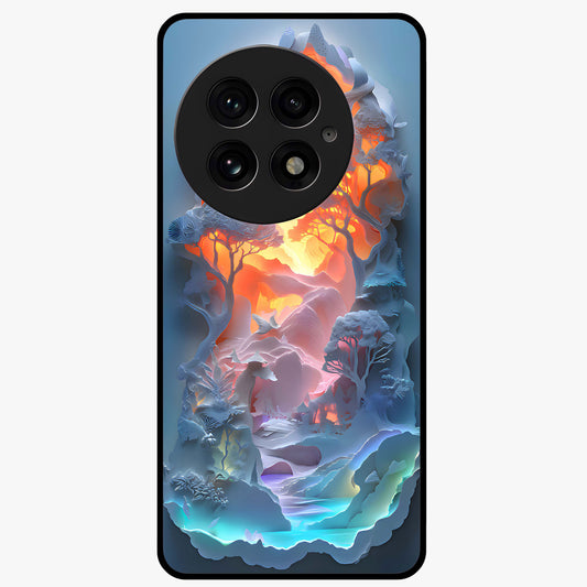 Glow Forest Portal Glass Case for 1+13 mystical front view featuring glowing forest gateway artwork