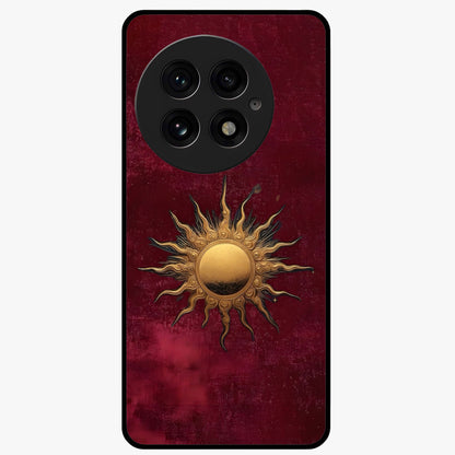 Golden Bloom Fields Glass Case for 1+13 serene front view featuring glowing floral field artwork