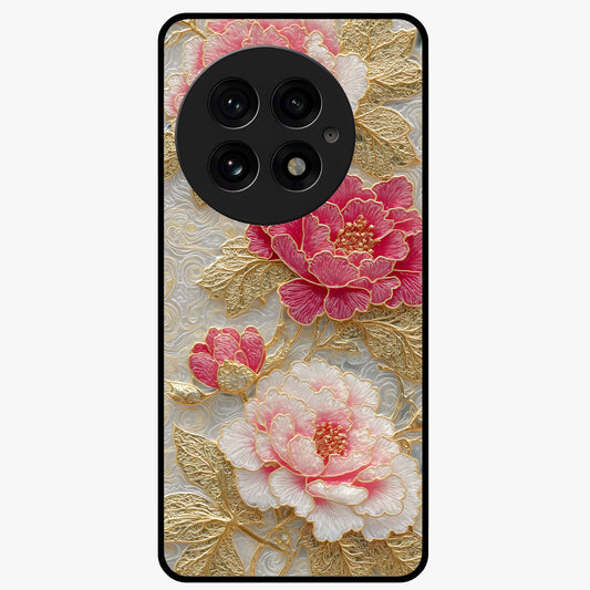 Golden Celestial Charm Glass Case for 1+13 radiant front view featuring celestial artwork with golden accents