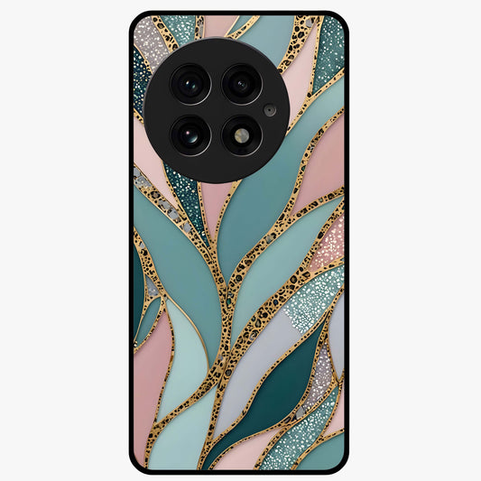 Golden Lotus Glow Glass Case for 1+13 serene front view featuring radiant lotus artwork in golden hues