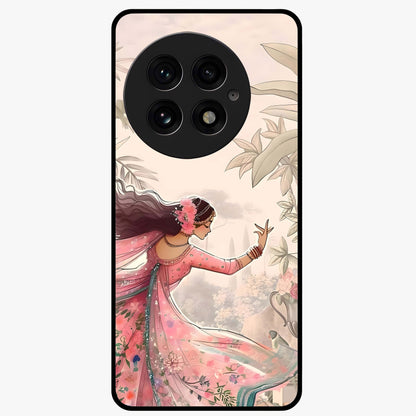 Graceful Garden Rhythm Glass Case for 1+13 elegant front view featuring flowing floral garden artwork