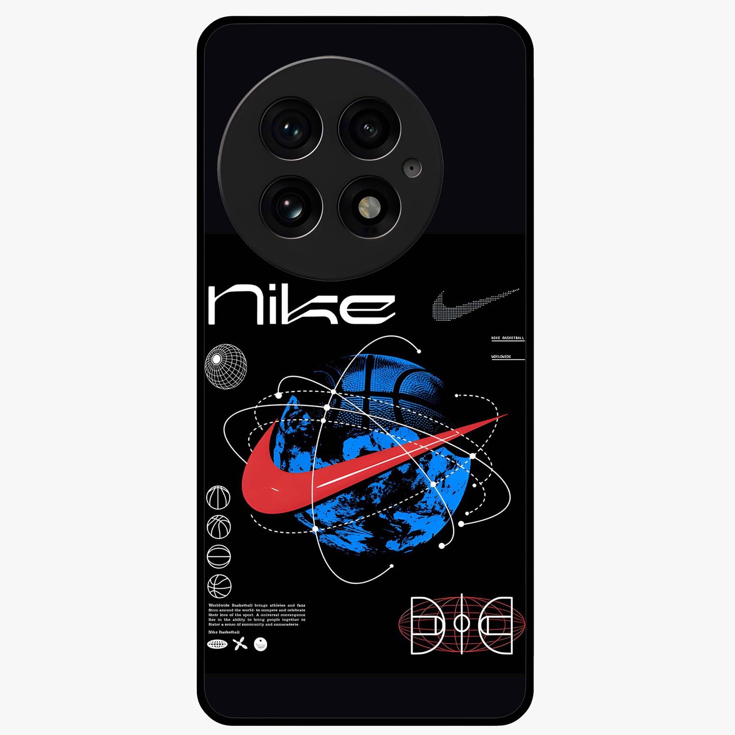 Gravity Sports Fusion Glass Case for 1+13 dynamic front view featuring bold sports inspired fusion artwork