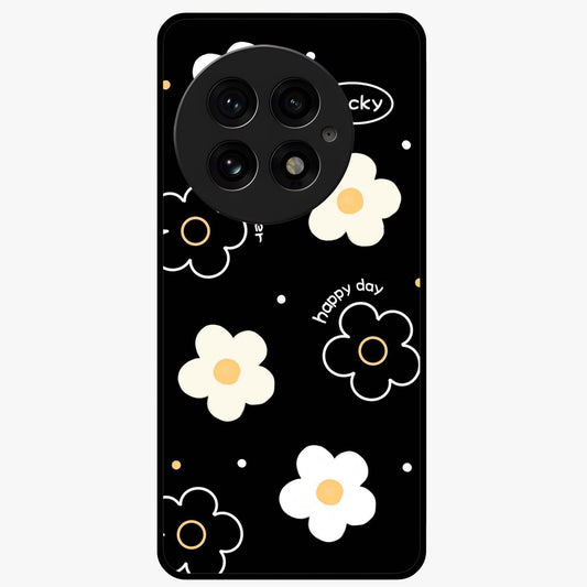 Happy Day Daisy Glass Case for 1+13 cheerful front view featuring bright daisy floral artwork