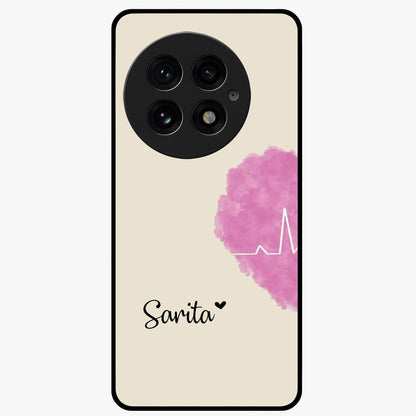 Heartbeat of Love Glass Case for 1+13 romantic front view featuring heartbeat inspired love artwork