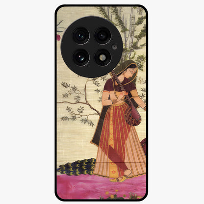 Lady With Veena Art Glass Case for 1+13 elegant front view featuring classical musical inspired artwork