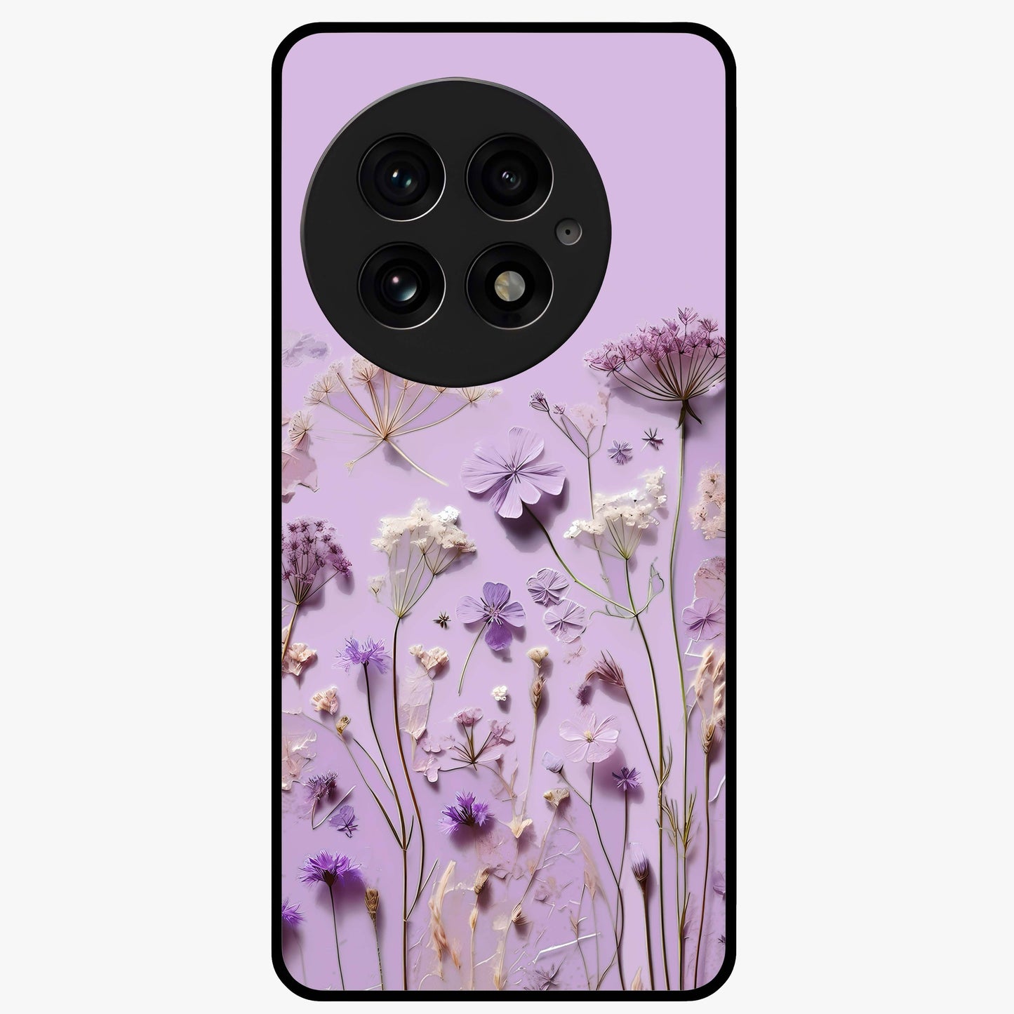 Lavender Blossom Dream Glass Case for 1+13 soft front view featuring delicate lavender floral artwork