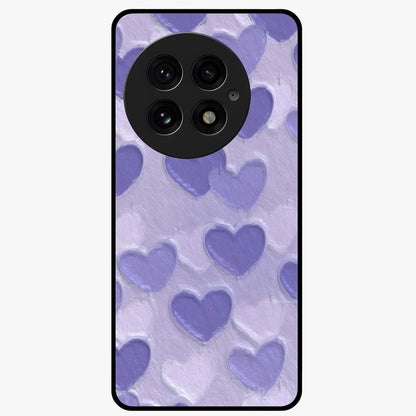 Lavender Paper Hearts Glass Case for 1+13 cute front view featuring layered heart artwork in soft lavender tones