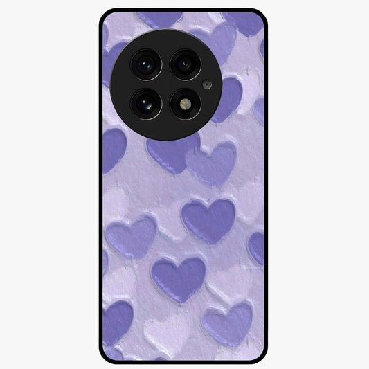 Lavender Paper Hearts Glass Case for 1+13 cute front view featuring layered heart artwork in soft lavender tones