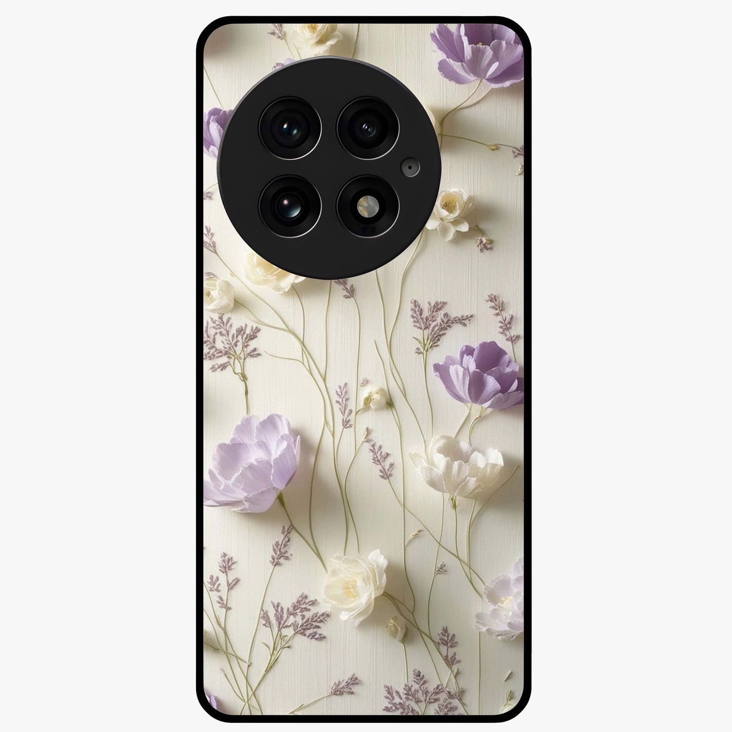 Lilac Breeze Harmony Glass Case for 1+13 soft front view featuring gentle lilac inspired artwork