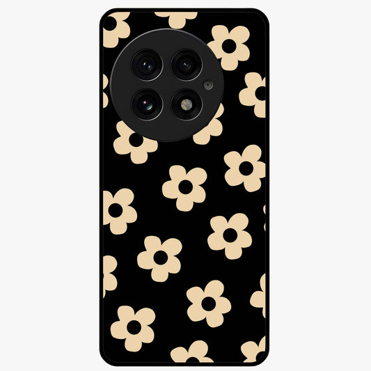 Little Daisy Flower Retro Pattern Glass Case for 1+13 cheerful front view featuring retro daisy floral pattern artwork