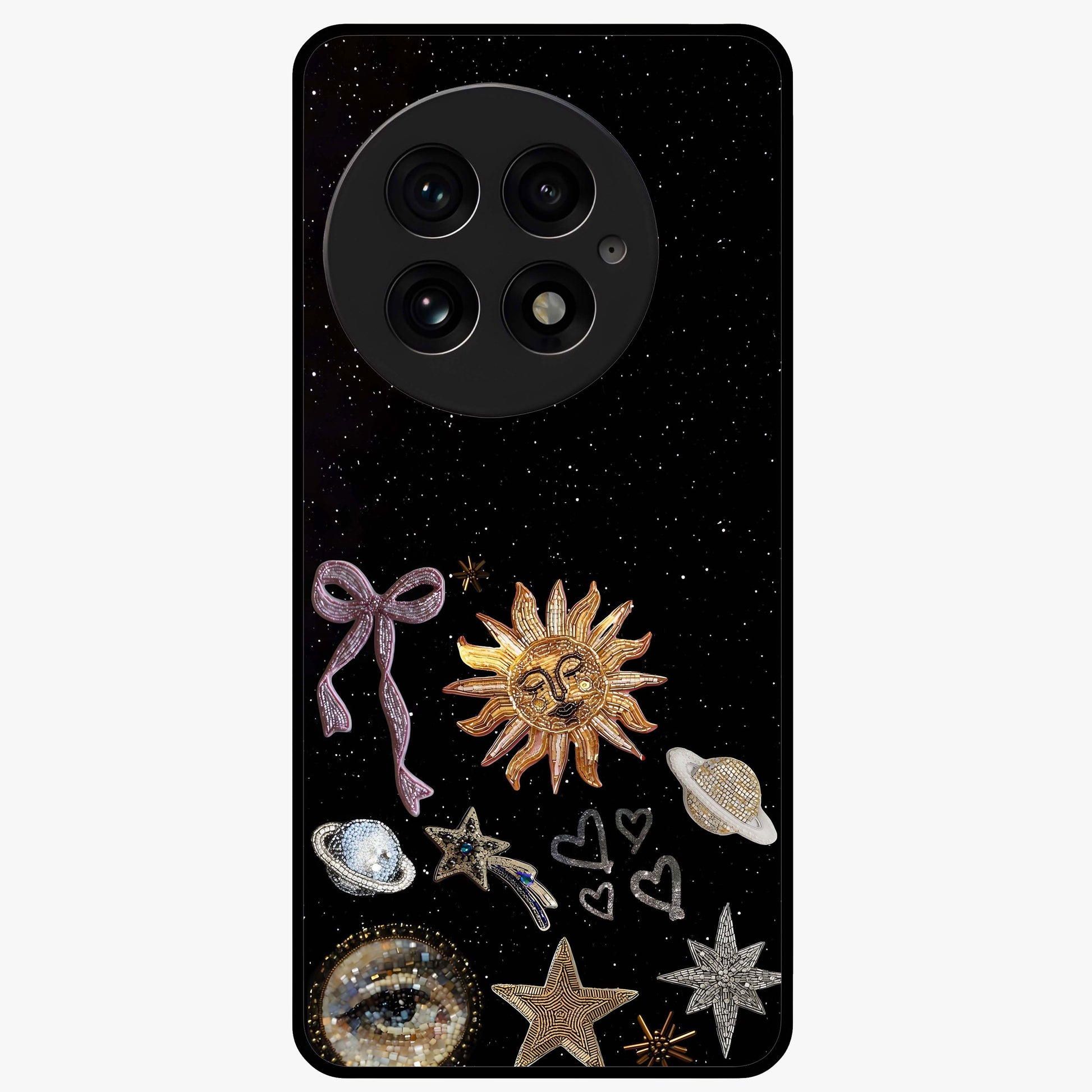 Magical Jewelry Vibe Glass Case for 1+13 glamorous front view featuring jewel inspired artistic artwork