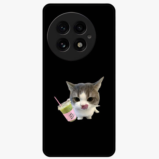 Matcha Cat Style Glass Case for 1+13 adorable front view featuring cute cat artwork in matcha green tones