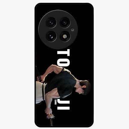 Midnight Blade Resolve Glass Case for 1+13 intense front view featuring sharp blade inspired artwork in dark tones