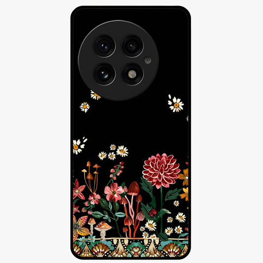 Midnight Bloom Pattern Glass Case for 1+13 elegant front view featuring floral artwork on deep night background
