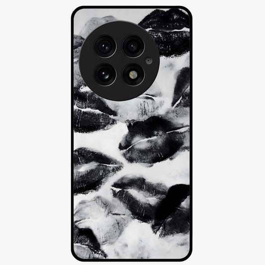 Midnight Kiss Marks Glass Case for 1+13 bold front view featuring romantic kiss mark artwork on dark background