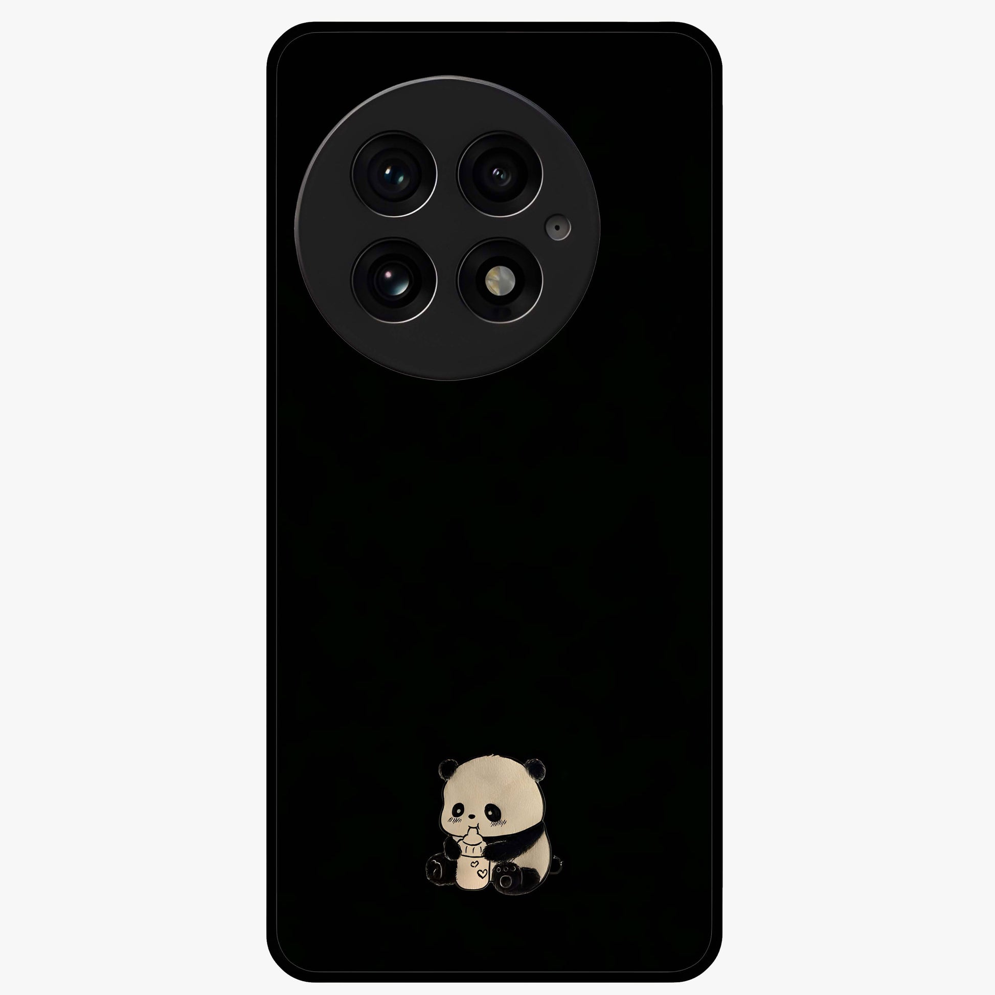 Midnight Panda Love Glass Case for 1+13 adorable front view featuring cute panda artwork on dark background