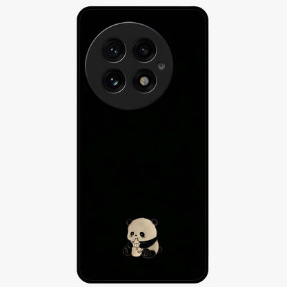 Midnight Panda Love Glass Case for 1+13 adorable front view featuring cute panda artwork on dark background