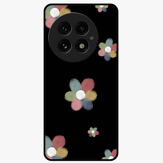 Minimal Floral Charm Glass Case for 1+13 clean front view featuring simple floral artwork with elegant detailing