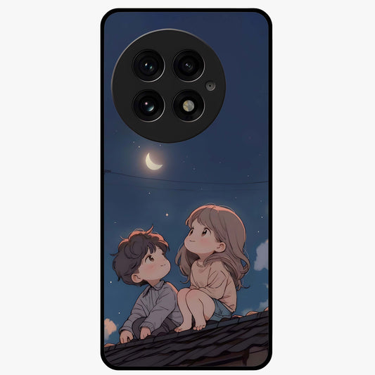 Moonlit Promise Together Glass Case for 1+13 romantic front view featuring couple inspired artwork in night tones