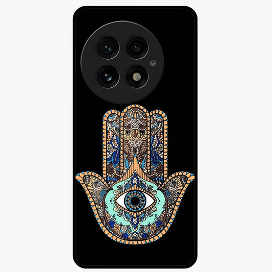 Mystic Hamsa Eye Glass Case for 1+13 symbolic front view featuring traditional hamsa eye artwork