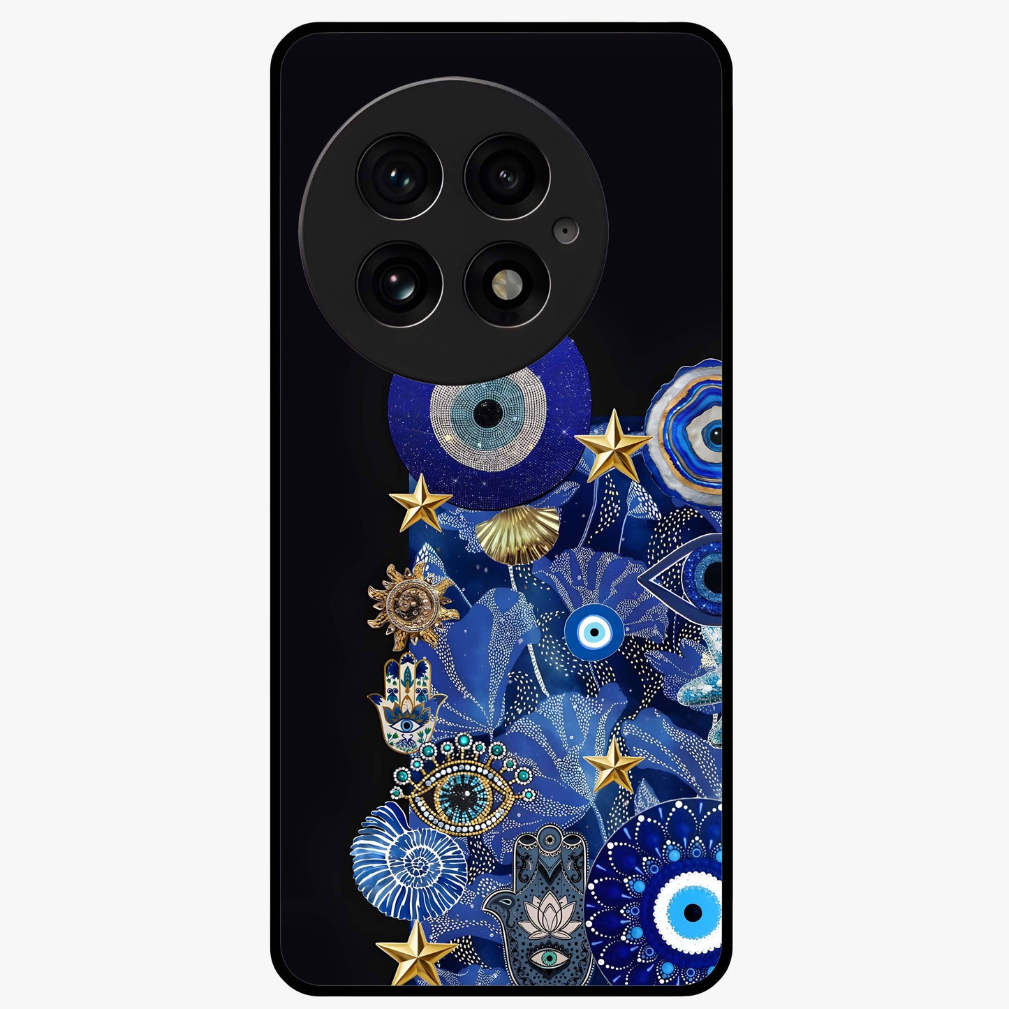 Mystic Ocean Eye Glass Case for 1+13 vibrant front view featuring ocean inspired eye artwork in blue tones
