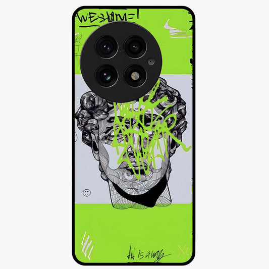 Neo Graffiti Rebellion Glass Case for 1+13 edgy front view featuring bold graffiti style artwork