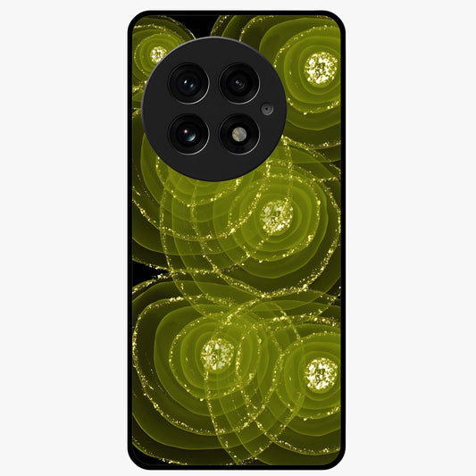 Neon Orbit Bloom Marble Glass Case for 1+13 artistic front view featuring marble texture with neon orbit accents