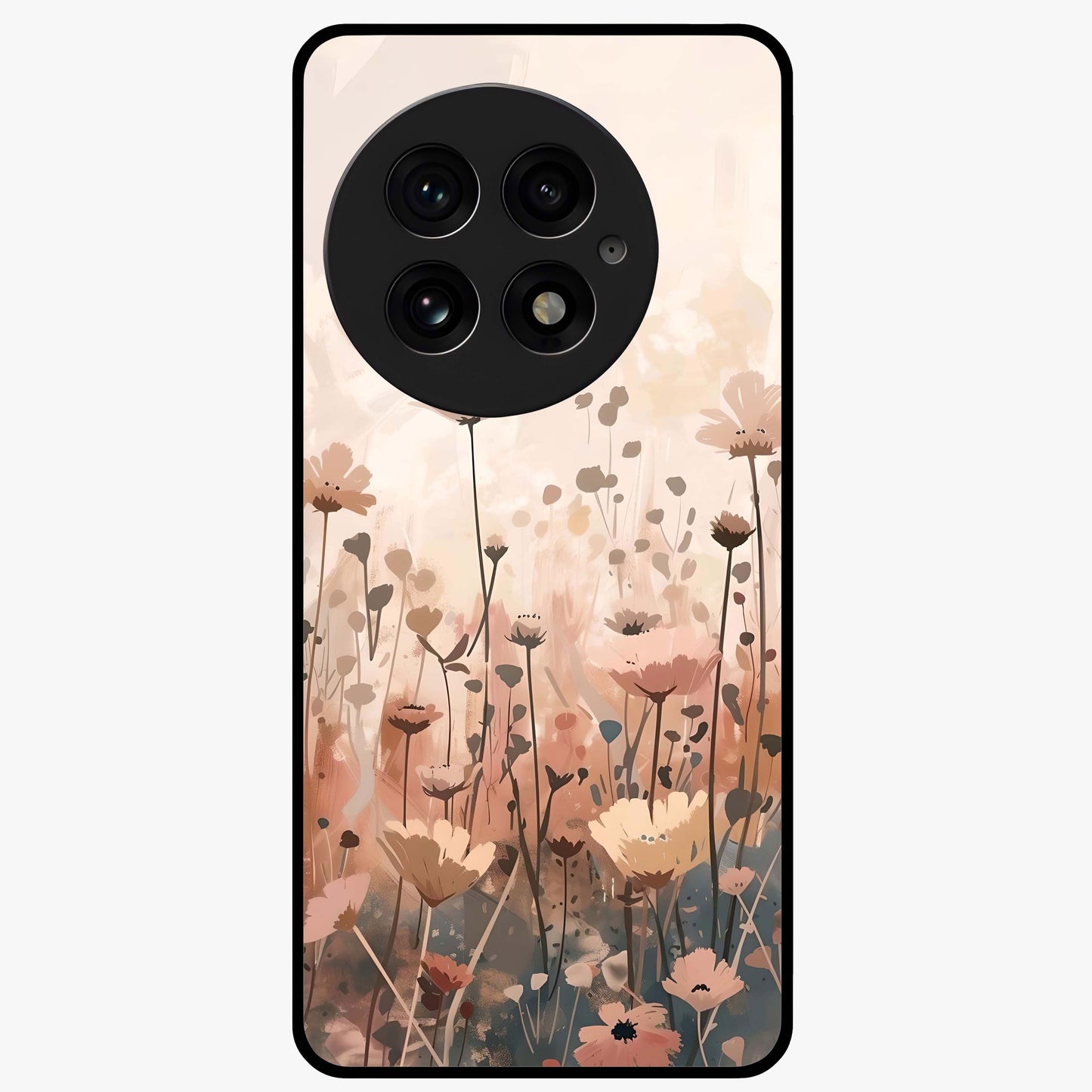 Pastel Wildflowers Glass Case for 1+13 cheerful front view featuring colorful wildflower artwork in pastel tones