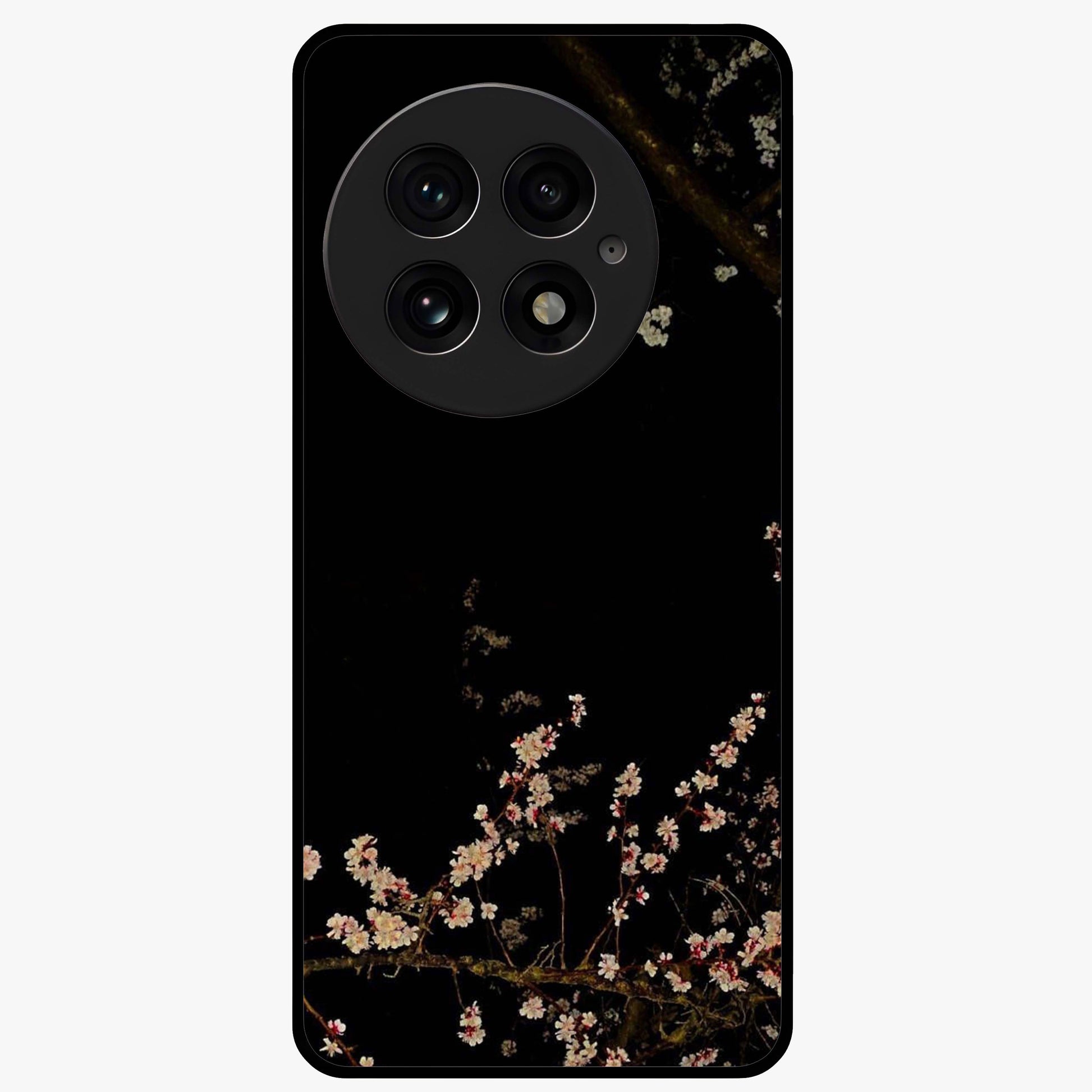 Petal Moon Light With Custom Name Glass Case for 1+13 graceful front view featuring floral artwork under moonlight with personalized name design