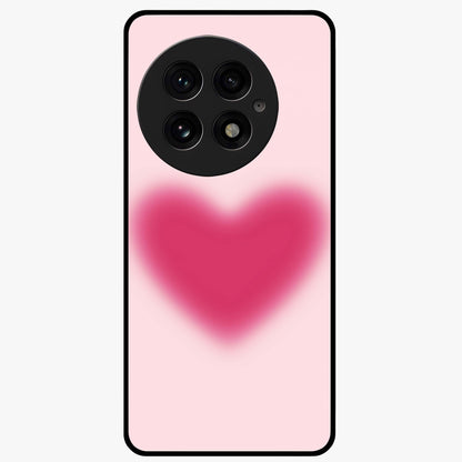 Pink Aura Heart Glass Case for 1+13 soft front view featuring glowing heart artwork in pastel pink tones