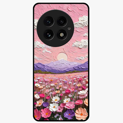 Pink Pastel Groovy Art Glass Case for 1+13 playful front view featuring groovy retro artwork in pastel pink tones