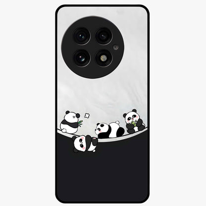 Playful Panda Parade Glass Case for 1+13 adorable front view featuring cute panda artwork in lively poses