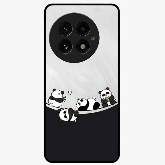 Playful Panda Parade Glass Case for 1+13 adorable front view featuring cute panda artwork in lively poses