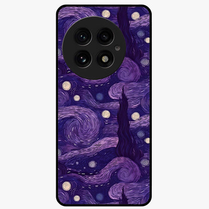 Purple Swirls Glass Case for 1+13 artistic front view featuring flowing swirl artwork in rich purple tones